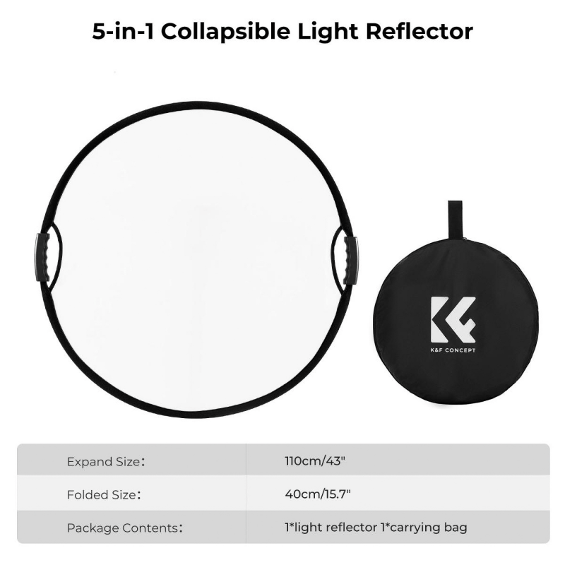 K&F 5-In-1 Circular Reflector Kit -60cm - Image 2